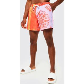 👉 Gerecyclede Middellange Baroque Print Zwembroek, Coral
