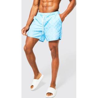 👉 Gerecyclede Middellange Paisley Zwembroek Met 3D Zakken, Pastel Blue