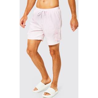 Tall Ribfluwelen Cargo Zwembroek, Pastel Pink