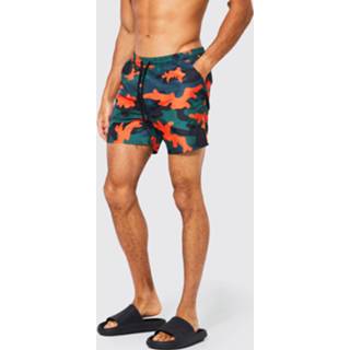 👉 Middellange Gerecyclede Camouflage Print Zwembroek, Orange