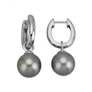 👉 Zwarte grijs parels legering wit vrouwen Klapcreolen met Tahiti cultivé Diemer Perle 4055709278126