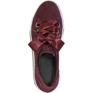 👉 Sneakers geruwd leer effen bordeaux vrouwen satijn Sneaker met brede veters van Studio W 4055709128148 4055709128117