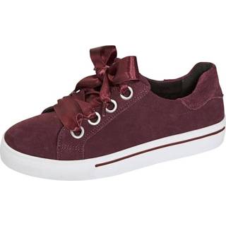 👉 Sneakers bordeaux satijn effen geruwd leer vrouwen Sneaker met brede veters van Studio W 4055709128148 4055709128117