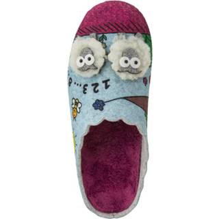 👉 Pantof fels allover textiel vrouwen roze blauw wit Pantoffel met schapenapplicatie Naturläufer Lichtblauw/Wit/Pink 4055709306454 4055709306485