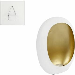 👉 Windlicht wit metaal l Pim wit-goud 18x11x26cm 8713219445655 2900084681011