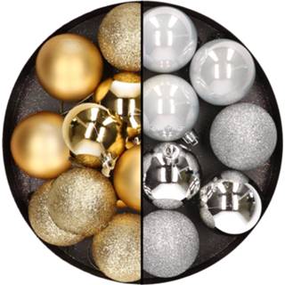 👉 Kerstbal zilver goud kunststof active 24x stuks kerstballen mix van en 6 cm