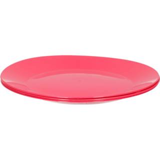 Dinerbord roze kunststof active 3x ontbijt/diner bordjes van hard 21 cm in het