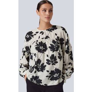 👉 Blouse met modieus bloemendessin allover Alba Moda Ecru/Zwart