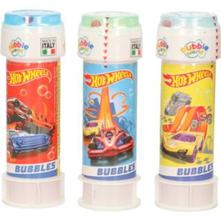 👉 Bellenblaas kinderen 3x Hot Wheels race autos flesjes met bal spelletje in dop 60 ml voor