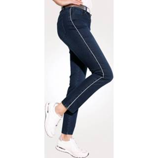 👉 Spijker broek blauw effen Jeans met sierband MONA Donkerblauw 4055708992849