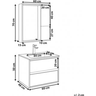 👉 Spiegelkast grijs hout Lichte Houtkleur Badkamermeubelset met 60 cm licht en TERUEL 4251682277143