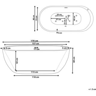 👉 Vrijstaand bad zwart met massagestralen LED verlichting 170cm NEVIS III 4251682273367