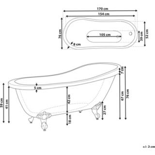 👉 Vrijstaand bad blauw goudkleurige bad, CAYMAN, 170x76cm, met poten 4251682277051