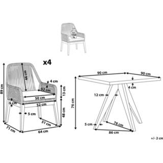 👉 Tuinset beige grijs 4-zits betonnen vierkante tafel met stoelen OLBIA 4251682272483
