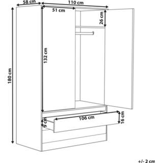 👉 Kledingkast zwart 2 Deurs Met Laden MARLOW 4251682279048