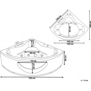 👉 Hoekbad zwart Whirlpool met LED 1400 x mm TOCOA II 4251682276863