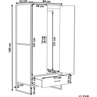 👉 Kledingkast houtkleur Lichte licht 2 deuren 1 lade SCHWEDT 4251682279079