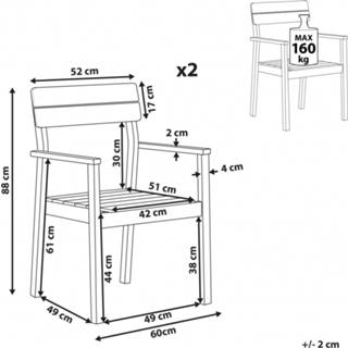 👉 Terrasstoel acaciahout Lichte Houtkleur Set van 2 Tuinstoelen in FORNELLI 4251682280419