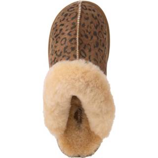 👉 Pantoffels bruin animalprint geruwd leer vrouwen Pantoffel SHEPHERD