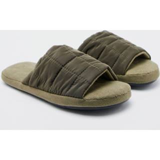 Gewatteerde Pantoffels Met Stiksels, Khaki