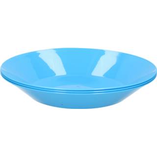 Diepe bord kunststof e active blauw 3x ontbijt/diner bordjes van hard 21 cm in het
