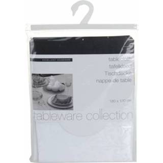 👉 Tafel kleed parelmoer polyester active wit Excellent Houseware - Tafelkleed 180 x 130 cm