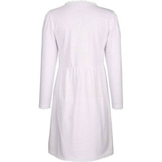 👉 Nacht hemd katoen wit vrouwen gestippeld cyclaam Nachthemd met borduursel voor Louis & Louisa Wit/Cyclaam