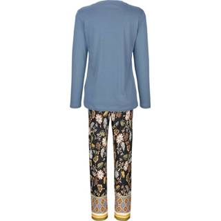 👉 Pyjama katoen effen blauw vrouwen zwart Praktische knoopsluiting Ringella Rookblauw/Zwart 4017683501812