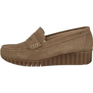 👉 Effen grijs vrouwen leer geruwd Mocassin van zacht Studio W Taupe 4055709135429