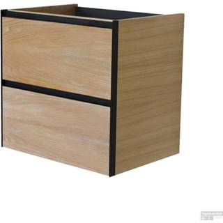 👉 Wastafel onderkast eik eiken zwart Wastafelonderkast met 2 Laden Boss & Wessing Elements 60x45.2 cm Naturel / Mat 8719304061403