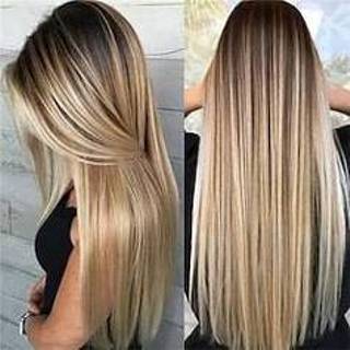 👉 Pruik bruine roze gouden synthetisch vrouwen pruiken voor blonde lange licht ombre haar gemarkeerd donkere wortels 26 inch miniinthebox