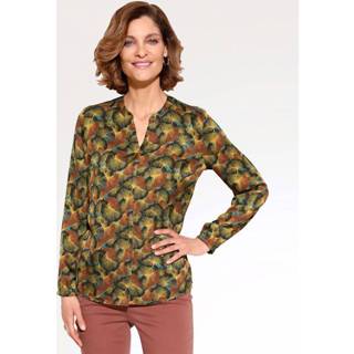 👉 Blous groen bruin viscose gebloemd vrouwen Vrije Tijd Blouse met bladerenprint MONA Groen/Bruin 4055708792449 4055708792425