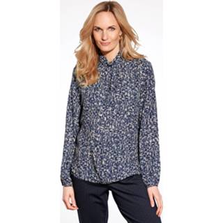 Blous marine ecru viscose grafisch vrouwen Vrije Tijd Blouse met opstaande kraag MONA Marine/Ecru 4055708974159 4055708974173