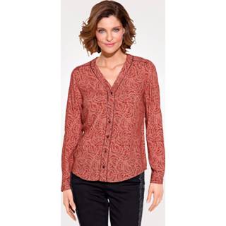 👉 Blous rood oranje viscose allover vrouwen Blouse van zuivere MONA Rood/Oranje 4055708798199 4055708798182