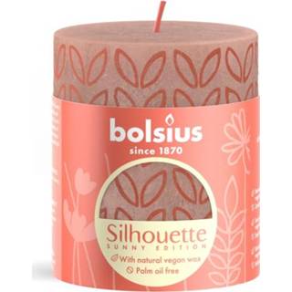 Stompkaars roze Bolsius Rustiek printed 80 68 misty pink 8717847155207