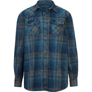 👉 Marine katoen geruit mannen Jeansoverhemd van zuiver John F. Gee Marine/Taupe 4055708777217 4055708777194