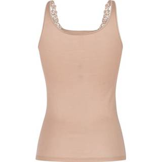 👉 Hemd kunstvezels effen vrouwen bruin Hemdje met kantmotief Speidel Karamel 4004429027408