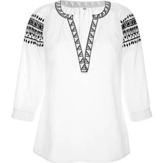 👉 Tuniek katoen vrouwen effen offwhite zwart met borduursel Alba Moda Offwhite/Zwart 4055708423619