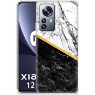 👉 Siliconen hoesje wit zwart marmer mannen Xiaomi 12 Pro TPU - Origineel Cadeau Man 8720632237637