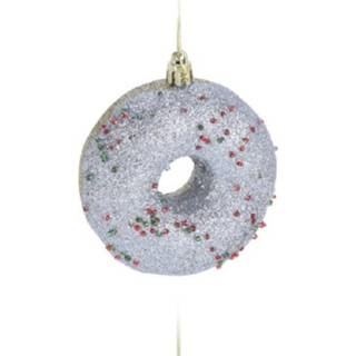 Ornament zilver active 1x Kerstboomversiering donut ornamenten 8,5 cm