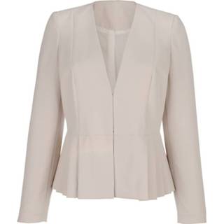 👉 Blazer beige kunstvezels effen vrouwen V-hals Alba Moda 4055708444409