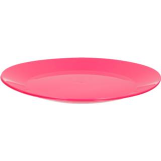 Dinerbord roze kunststof active 2x ontbijt/diner bordjes van hard 26 cm in het