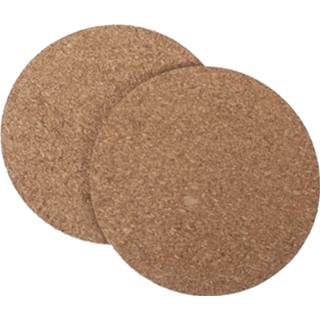 Beige kurk active kurk|kurken|platte|rond 2x Pannenonderzetter van rond 18 x cm