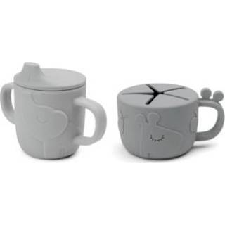 👉 Drinkbeker grijs silicoon jongens Done by Deer ™ Peekaboo Snack & Drink Beker Set Hert friends 5712643037200