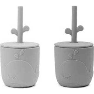 👉 Grijs silicoon jongens Done by Deer ™ Peekaboo Wally strooien mok 2-Pack 5712643031185