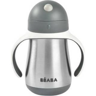 👉 Mineraal grijs meisjes BEABA ® Roestvrij stalen rietjesbeker 250ml - 3384349135362