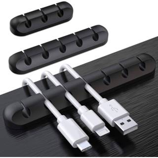 👉 Kabelclip zwart siliconen active 3 Stuks - Kabelhouder, kabelclips, kabelmanagement, zelfklevende kabel organizer