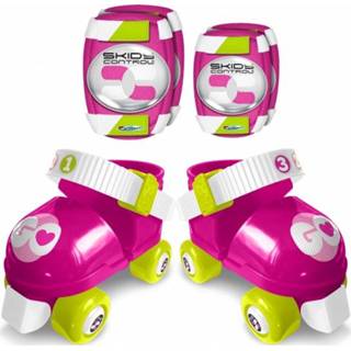 👉 Rolschaats kinderen roze meisjes kunststof Skids Control Rolschaatsen met bescherming 3496276700350