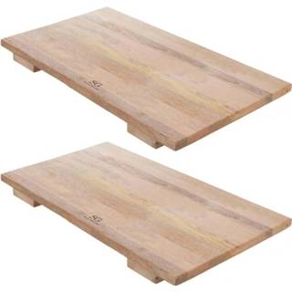 👉 Snijplank hout mannen 2x Stuks grote snijplank/serveerplank op pootjes rechthoek 58 x 38 cm van mango