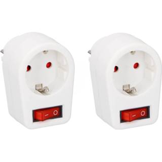 👉 Stekkerdoos kinderen Pakket van 2x stuks stekkerdoos/stroom adapters met switch/kinder beveiliging